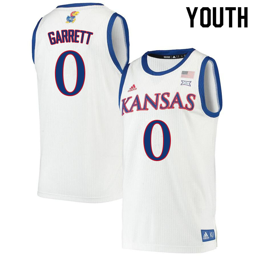 Youth #0 Marcus Garrett Kansas Jayhawks College Basketball Jerseys Sale-White - Click Image to Close
